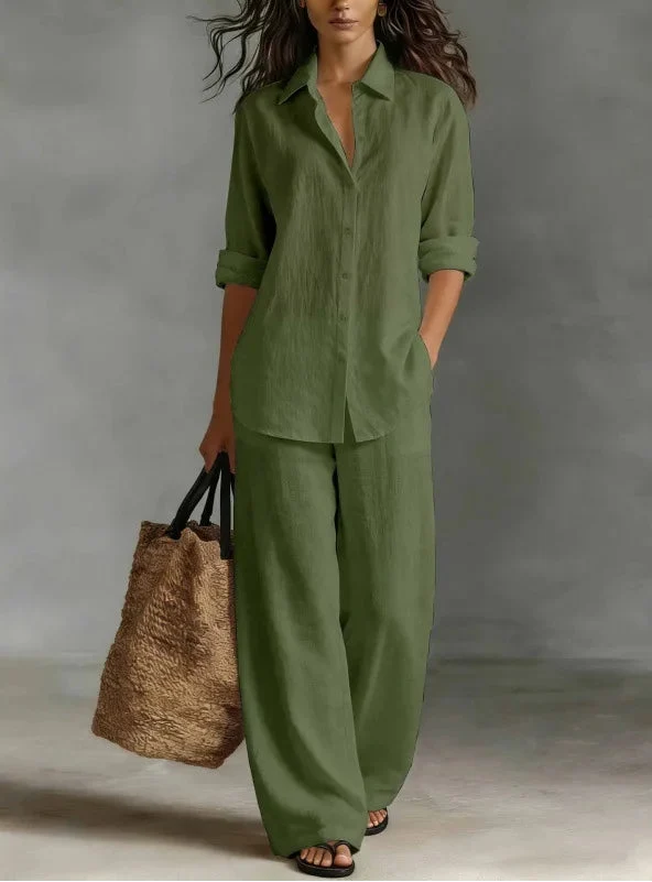 Women's Linen Shirt Trouser Set
