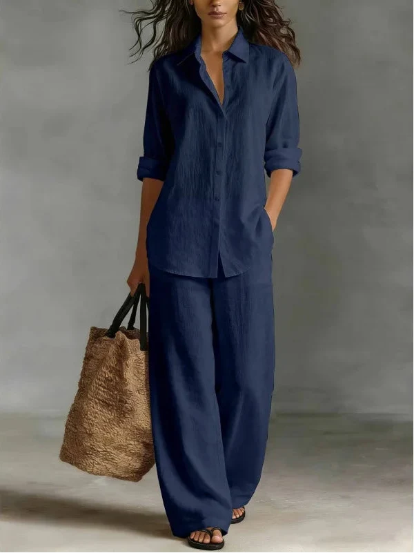 Women's Linen Shirt Trouser Set