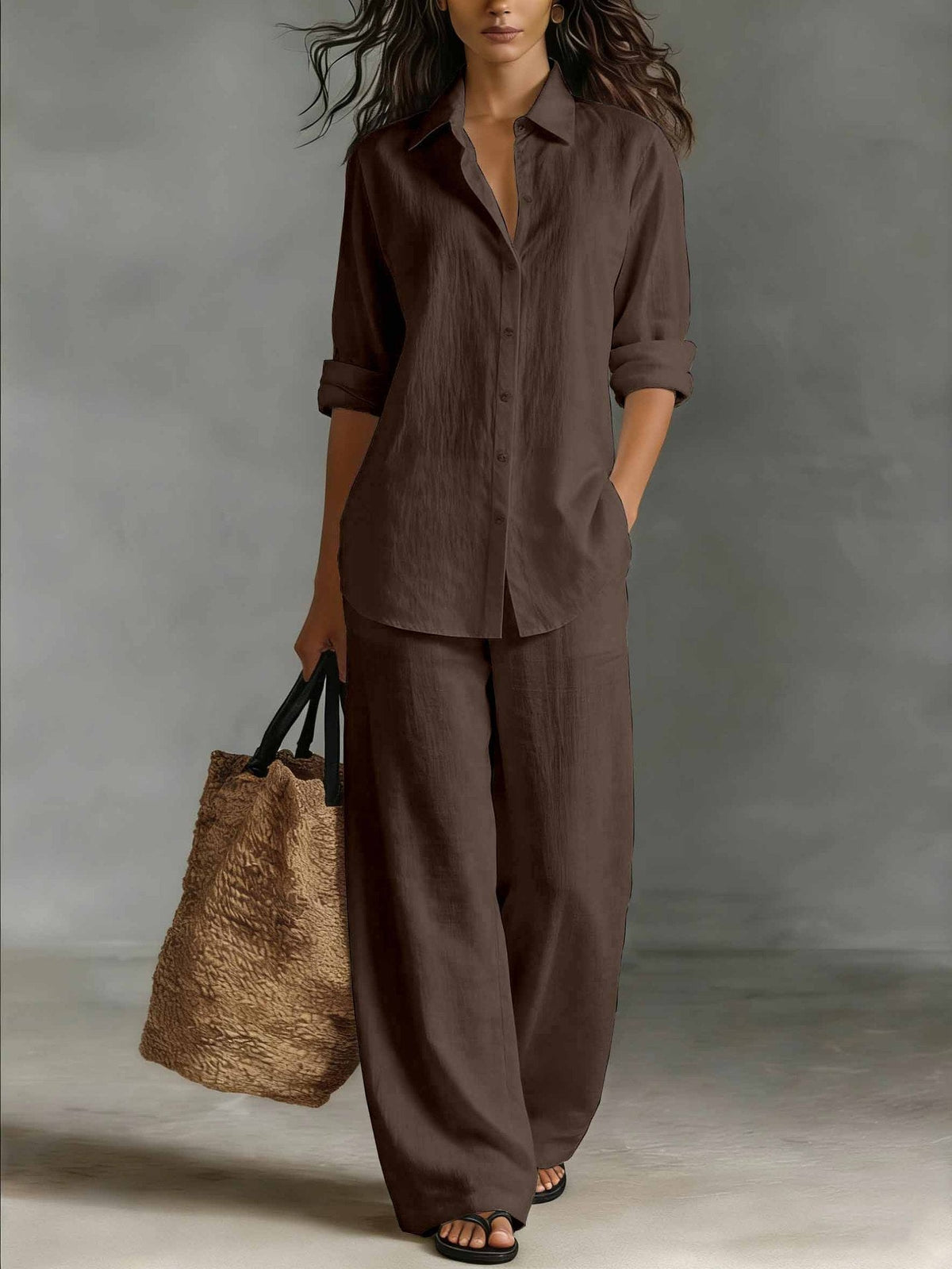 Women's Linen Shirt Trouser Set