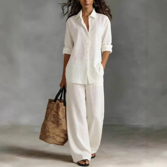 Women's Linen Shirt Trouser Set