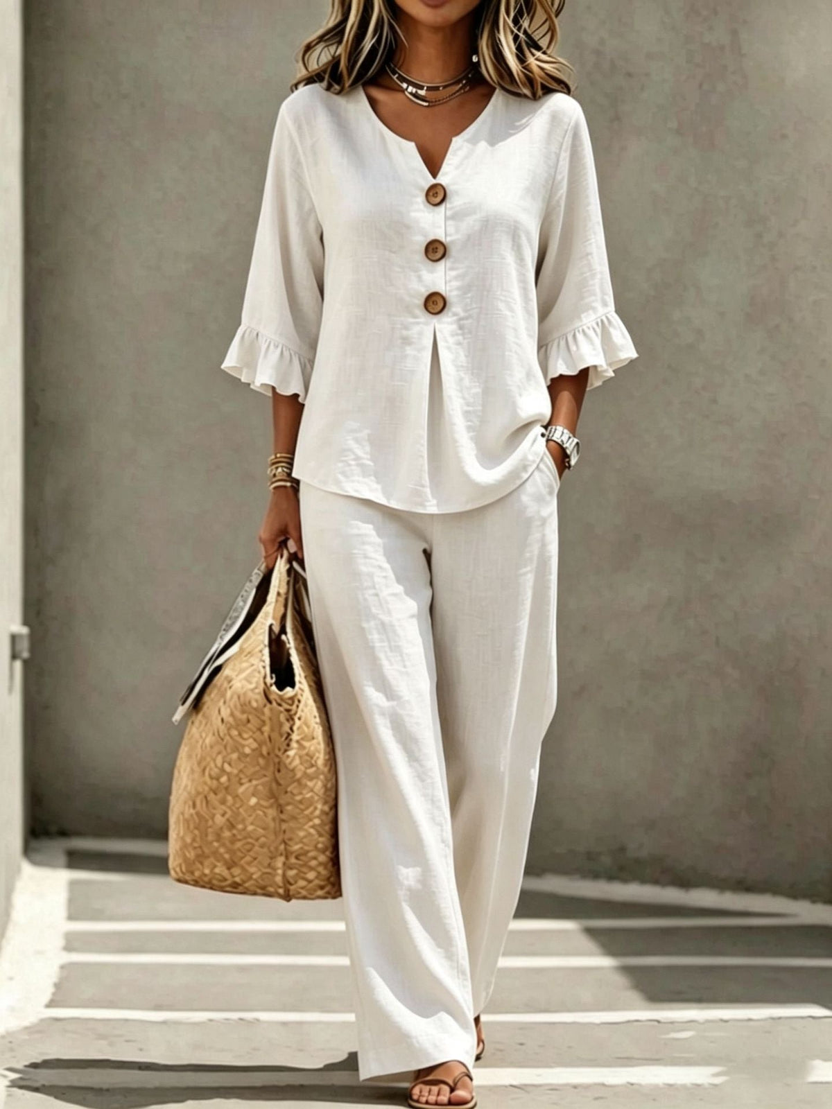 Women's Relaxed Linen Trouser Set