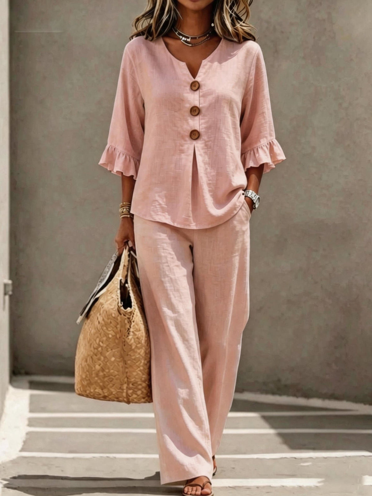 Women's Relaxed Linen Trouser Set