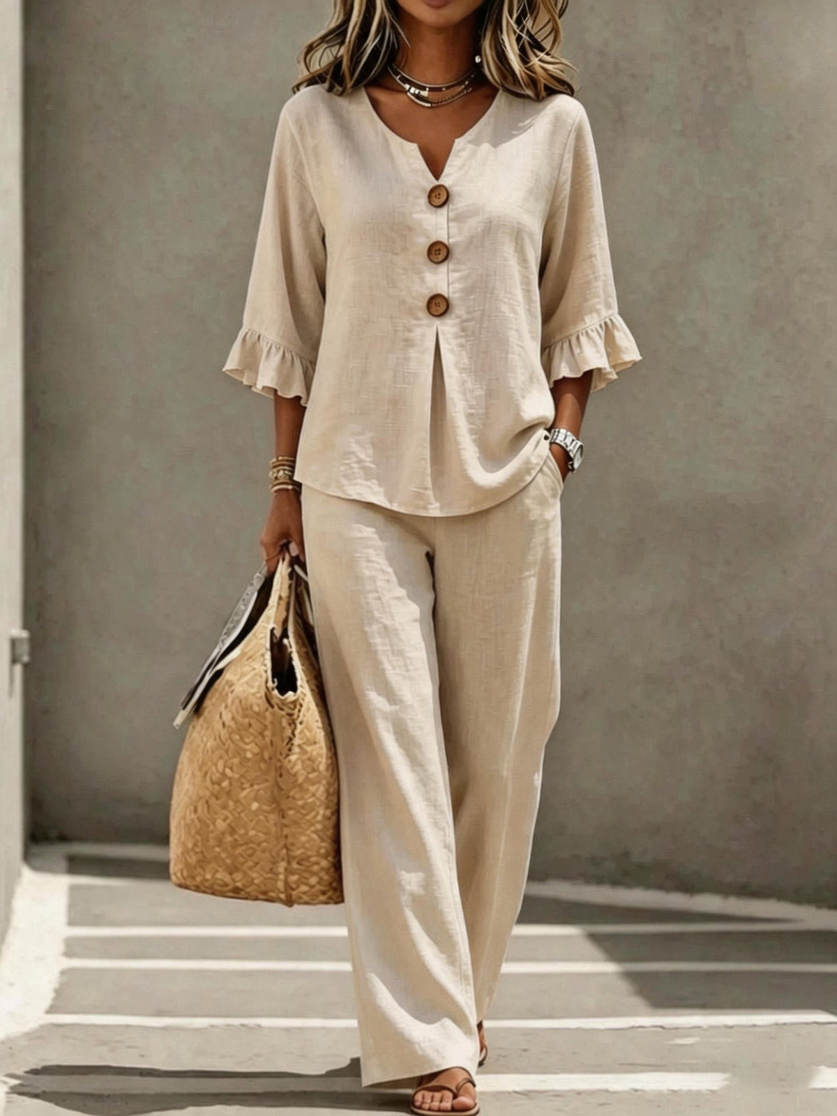 Women's Relaxed Linen Trouser Set
