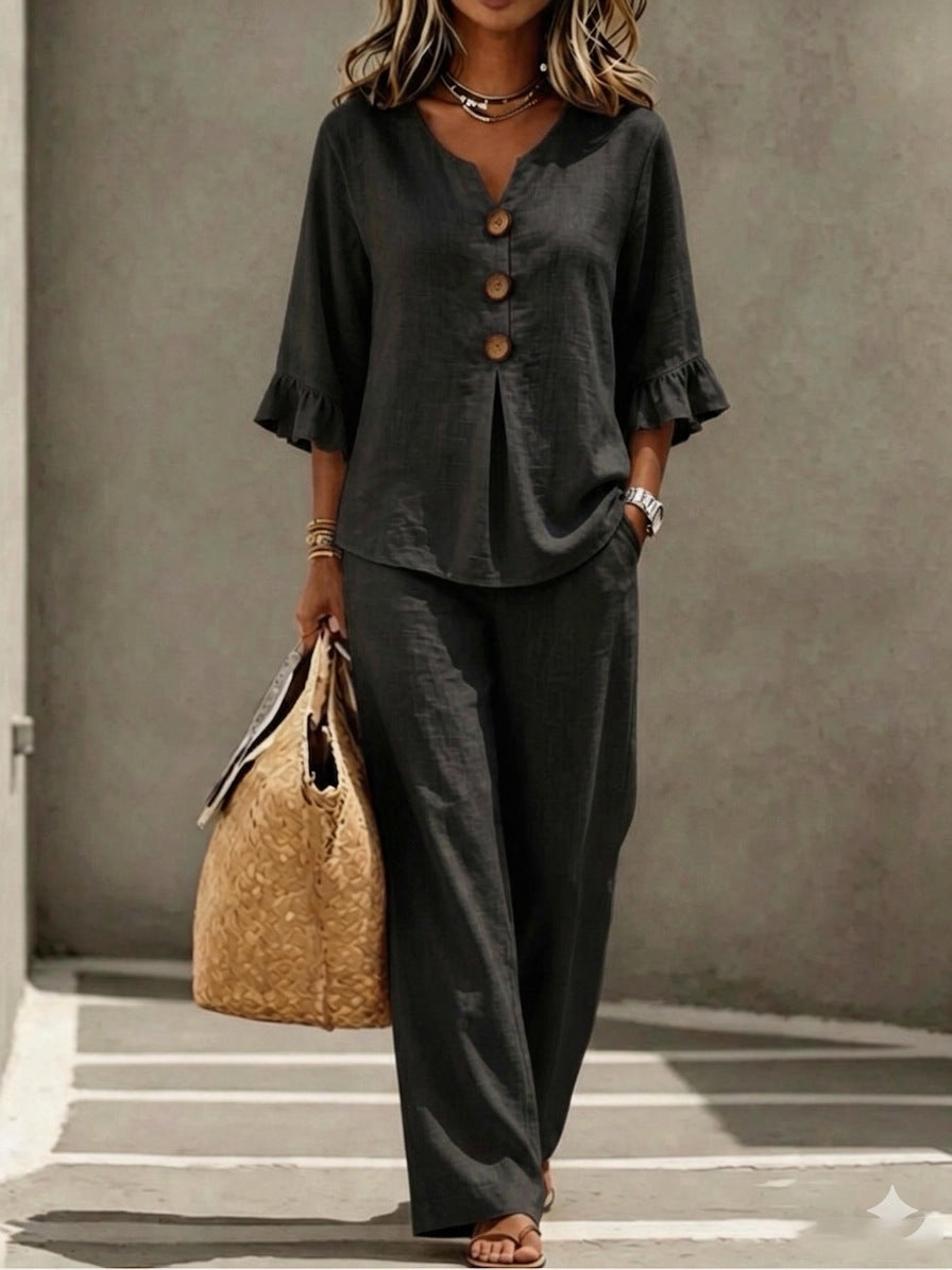 Women's Relaxed Linen Trouser Set
