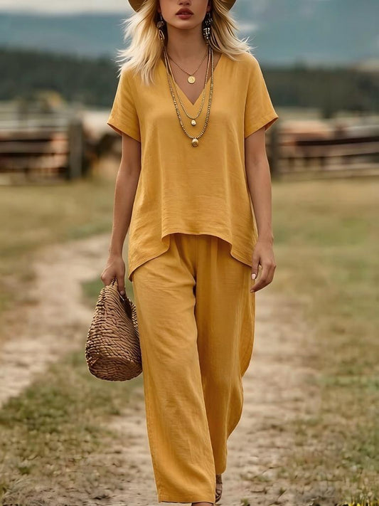 Women's Linen Relaxed Trouser Set