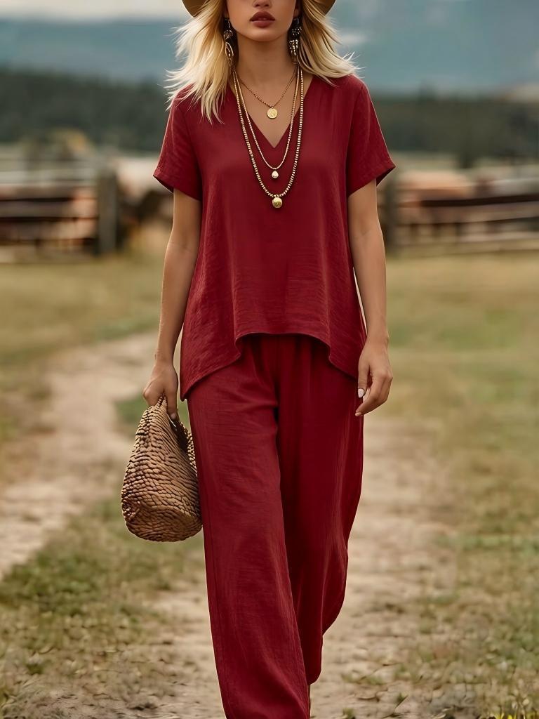 Women's Linen Relaxed Trouser Set