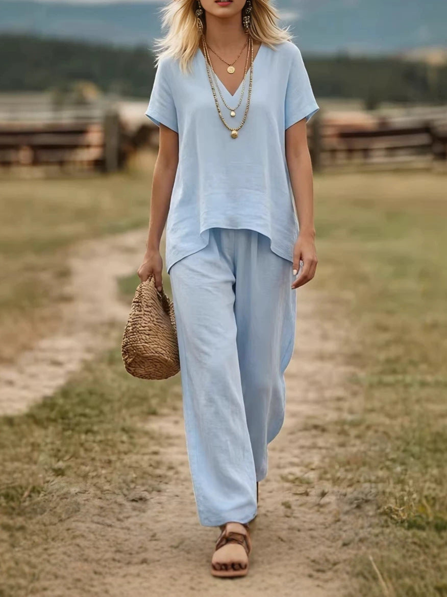 Women's Linen Relaxed Trouser Set