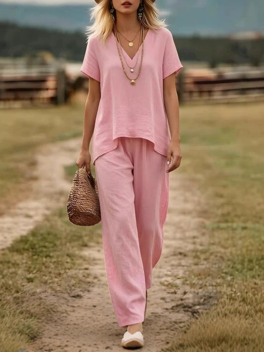 Women's Linen Relaxed Trouser Set