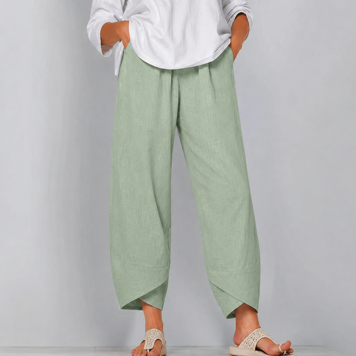 Women's Relaxed Linen Wide Trousers