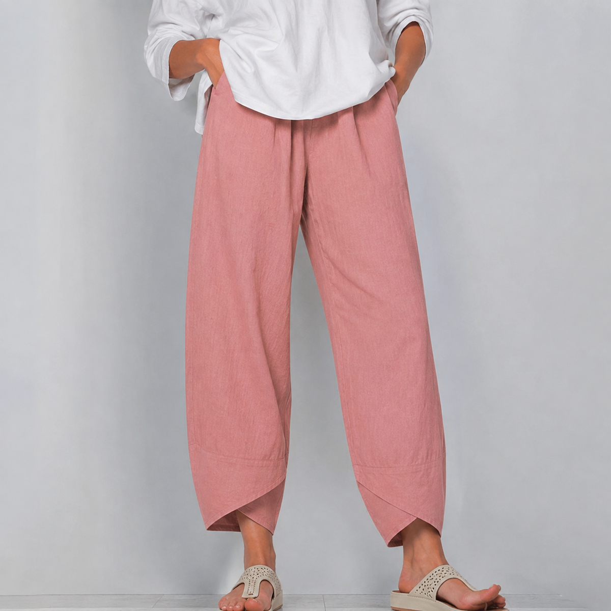 Women's Relaxed Linen Wide Trousers