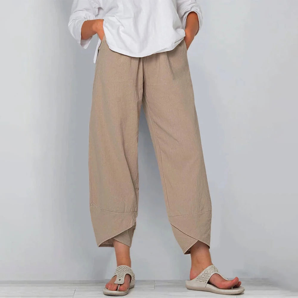Women's Relaxed Linen Wide Trousers