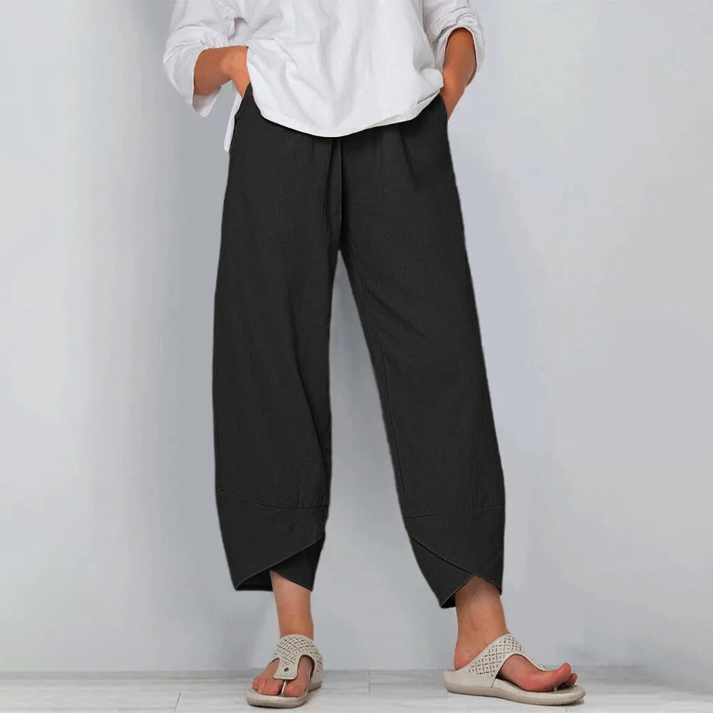 Women's Relaxed Linen Wide Trousers