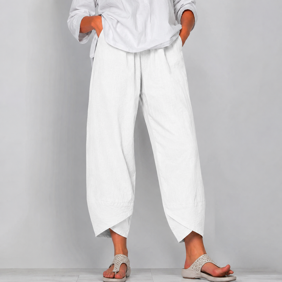 Women's Relaxed Linen Wide Trousers