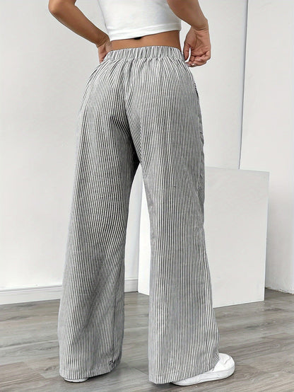 Women's Striped Linen Wide Trousers