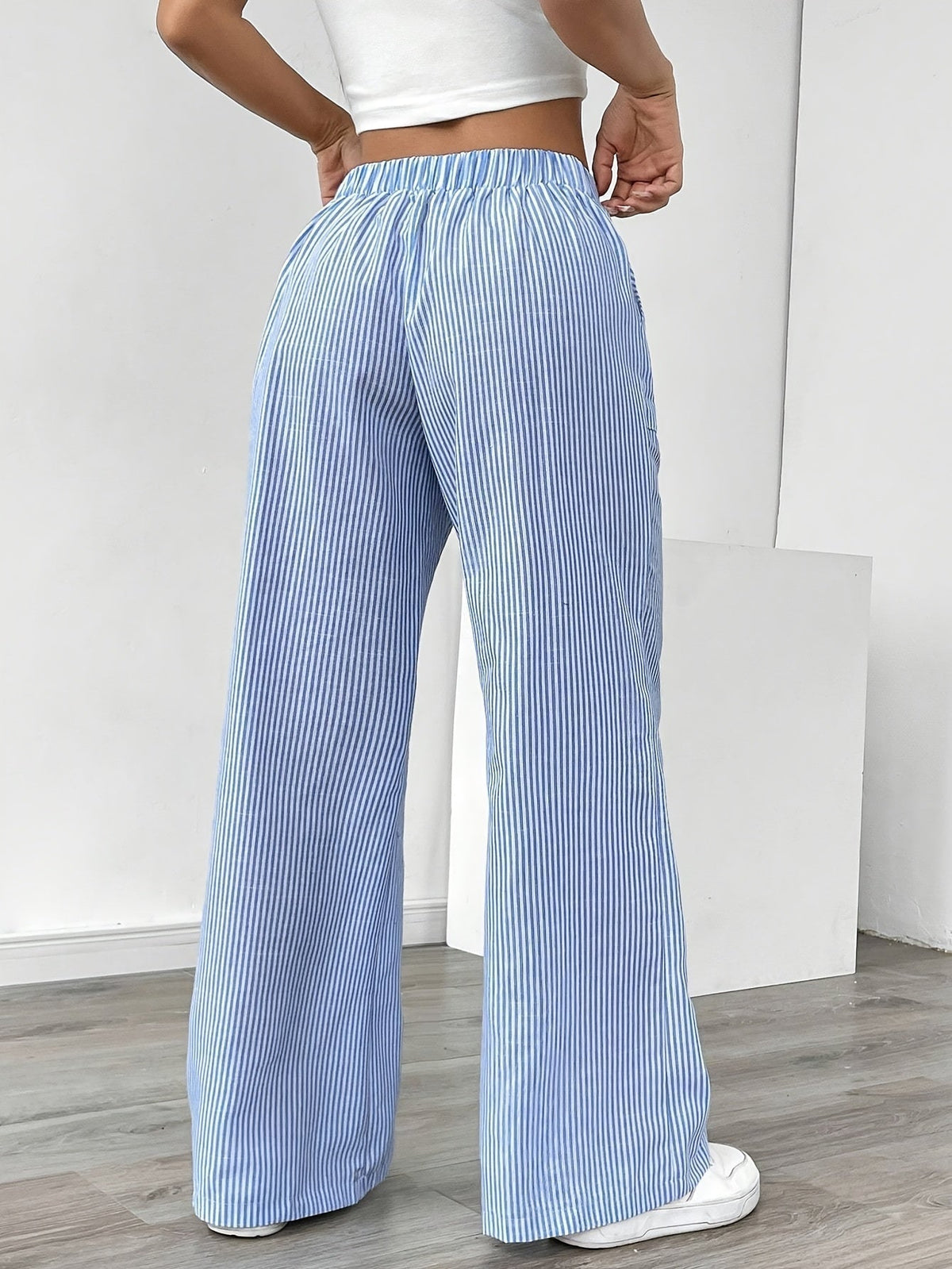 Women's Striped Linen Wide Trousers