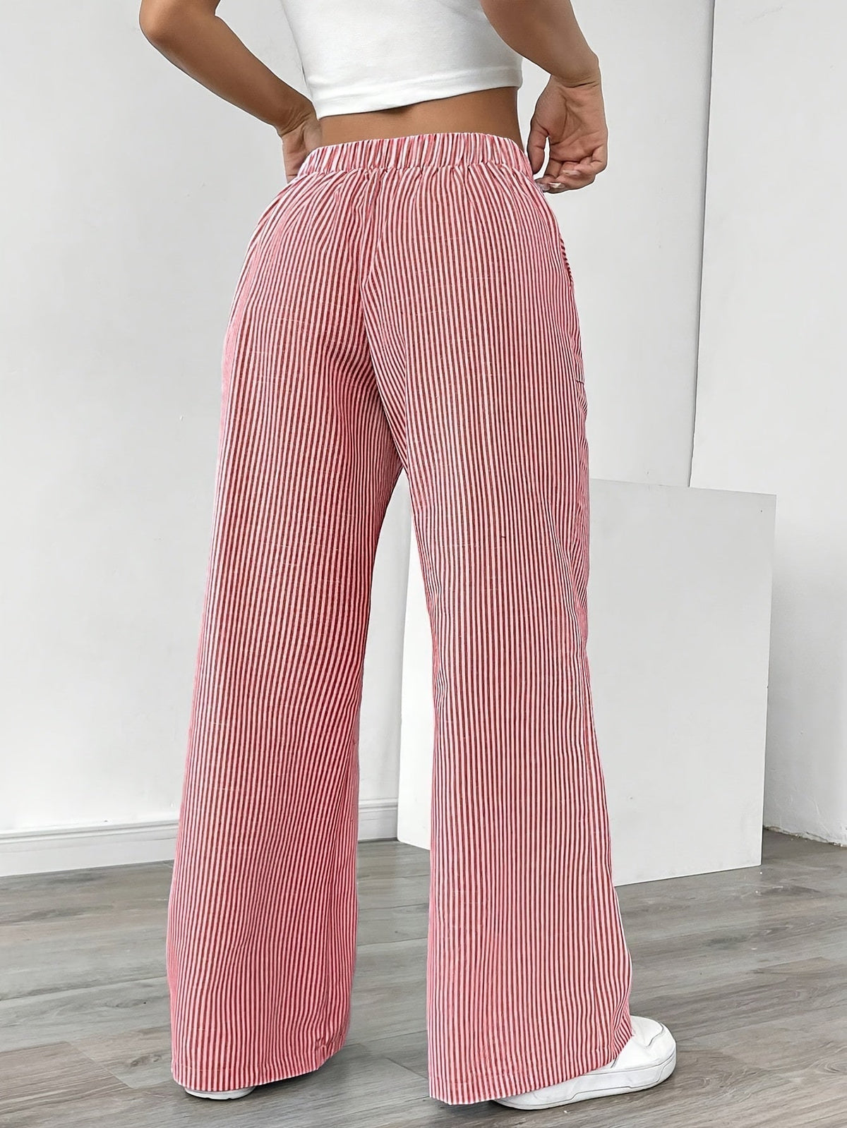 Women's Striped Linen Wide Trousers