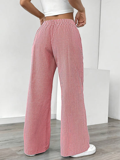 Women's Striped Linen Wide Trousers