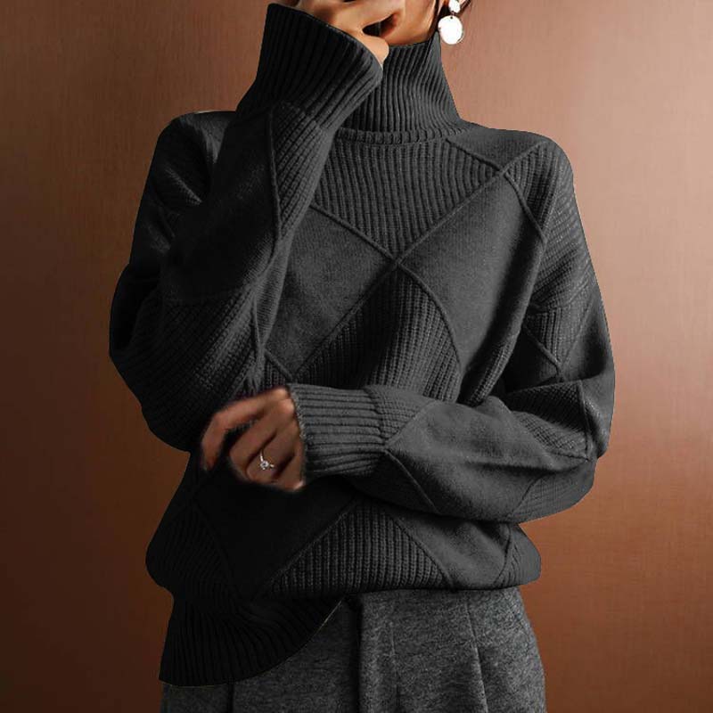 Women's Diamond Knit Turtleneck Sweater