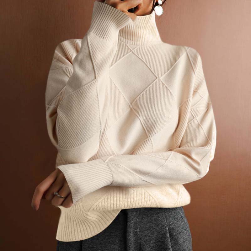 Women's Diamond Knit Turtleneck Sweater