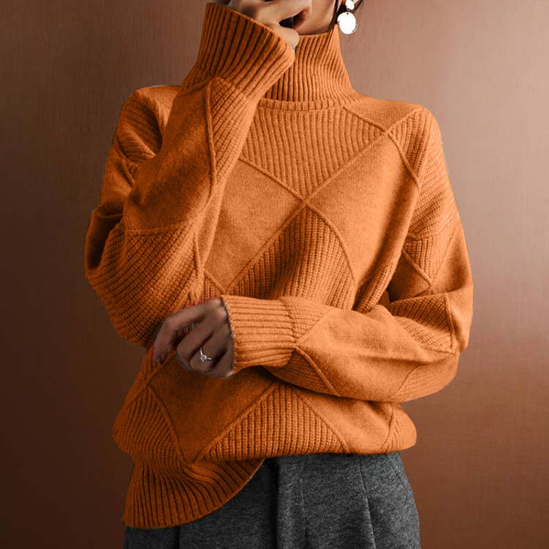 Women's Diamond Knit Turtleneck Sweater