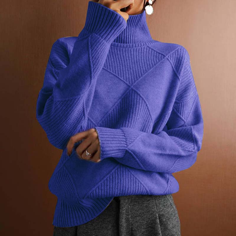 Women's Diamond Knit Turtleneck Sweater