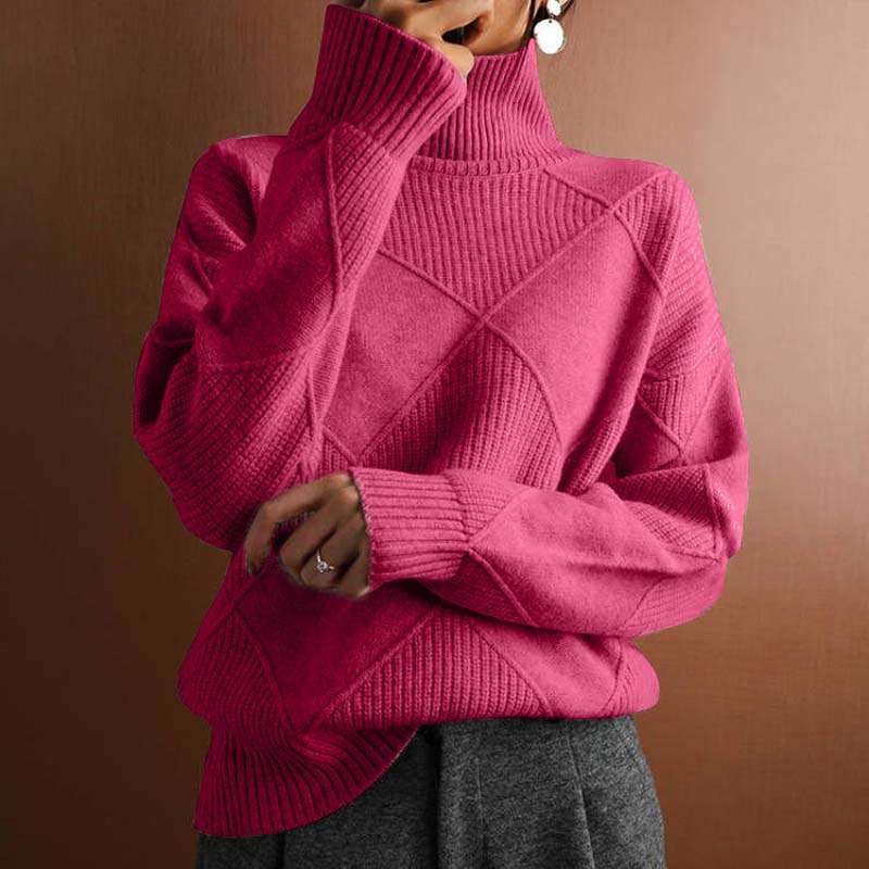 Women's Diamond Knit Turtleneck Sweater