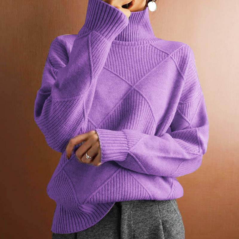 Women's Diamond Knit Turtleneck Sweater