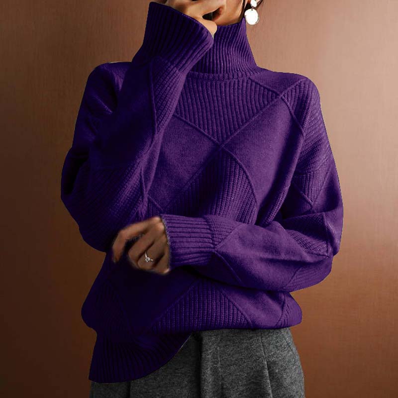Women's Diamond Knit Turtleneck Sweater