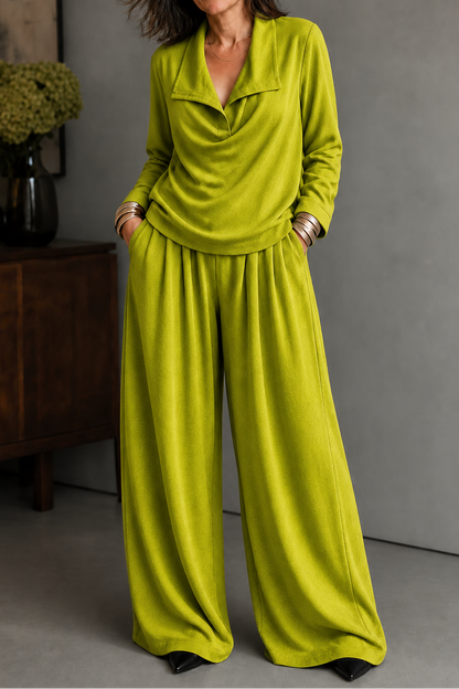 Women's Draped Neck Trouser Set