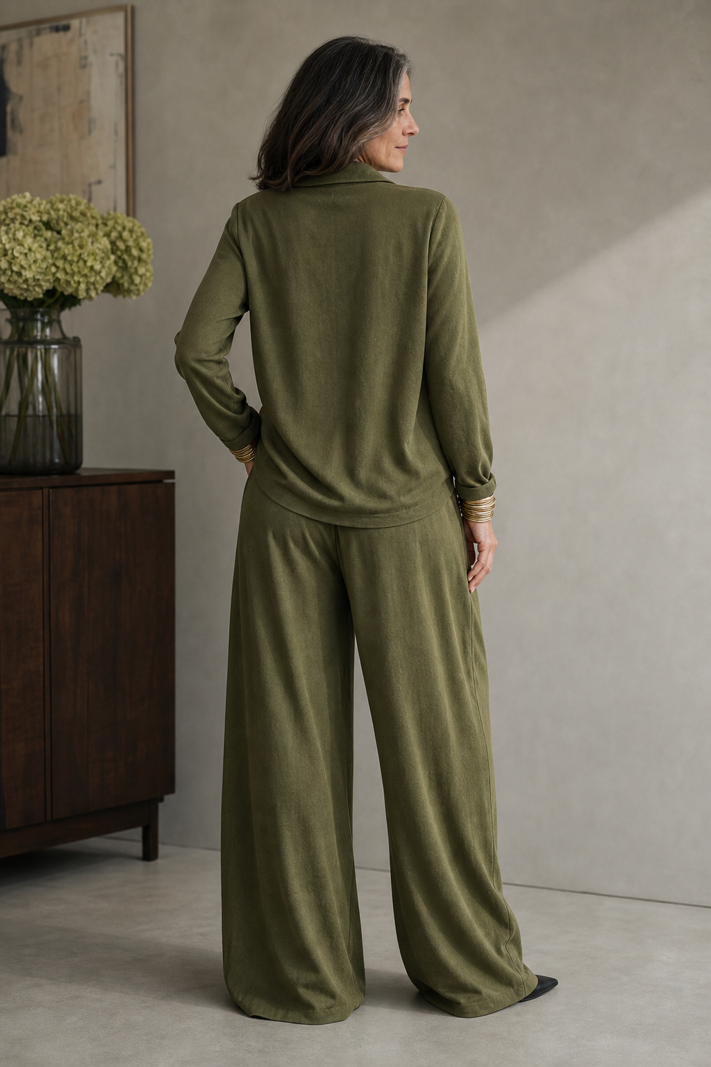 Women's Draped Neck Trouser Set