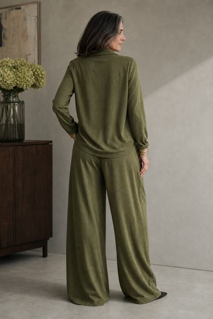 Women's Draped Neck Trouser Set