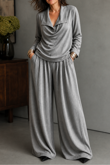 Women's Draped Neck Trouser Set