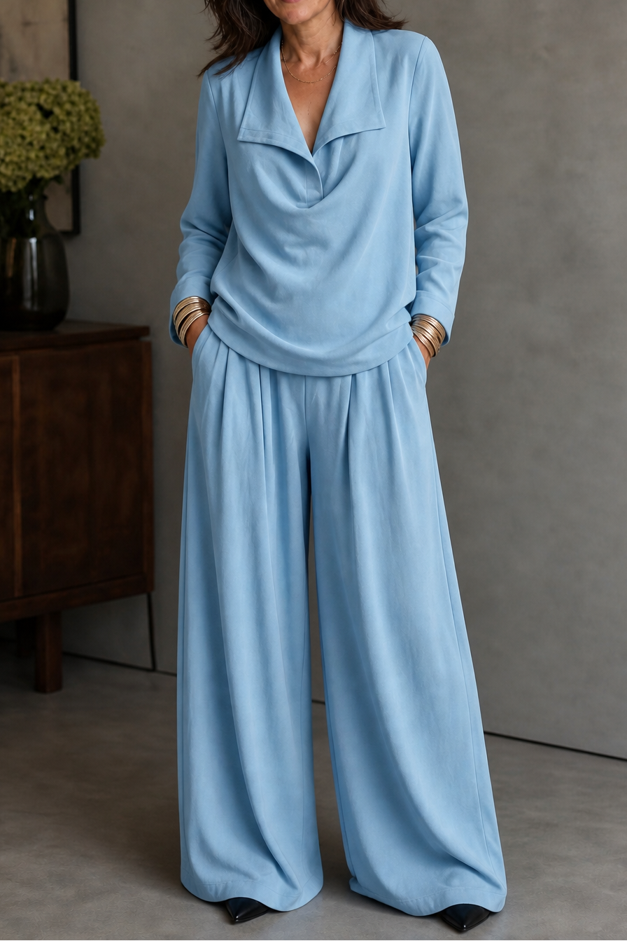 Women's Draped Neck Trouser Set
