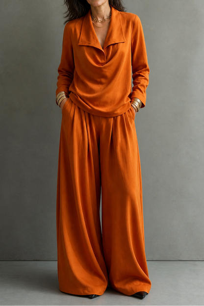 Women's Draped Neck Trouser Set
