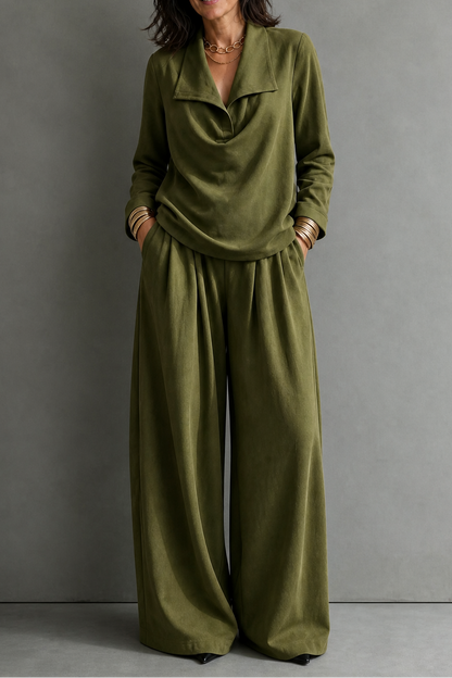 Women's Draped Neck Trouser Set