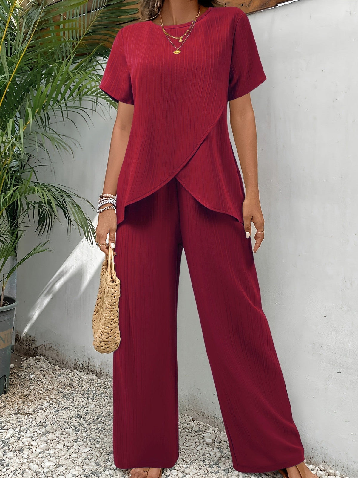 Women's Wrap Front Trouser Set