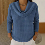 Women's Waffle Cowl Neck Sweater