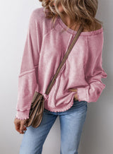 Women's Waffle Knit Pocket Sweatshirt