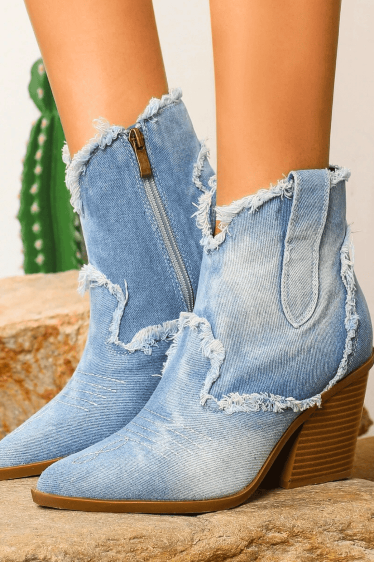 Women's Denim Western Ankle Boots
