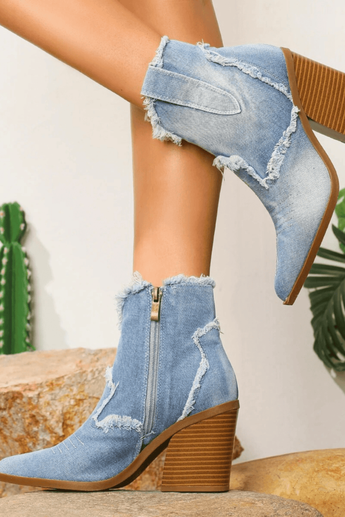 Women's Denim Western Ankle Boots