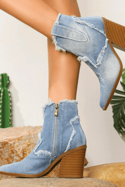 Women's Denim Western Ankle Boots