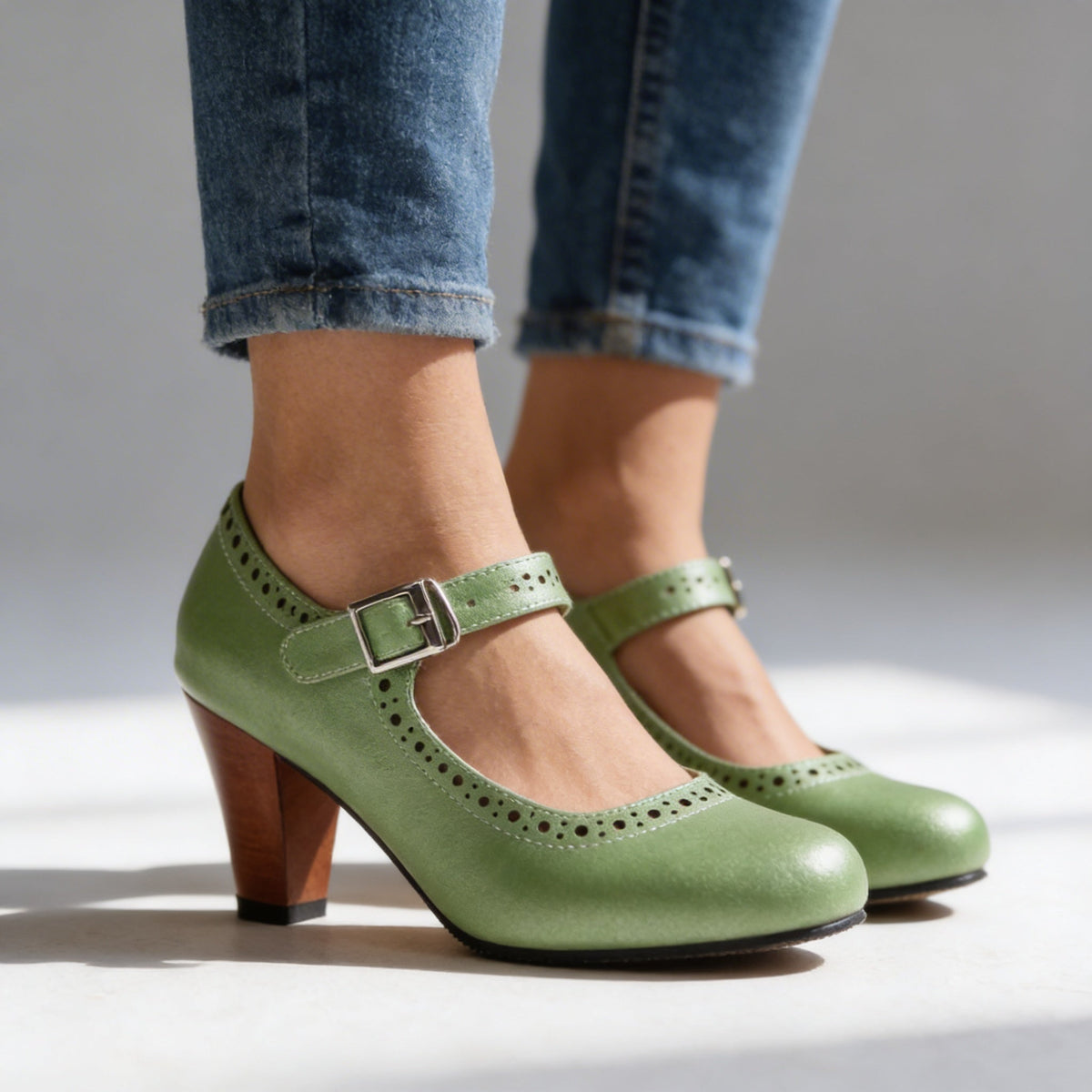 Women's Brogue Mary Jane Heels
