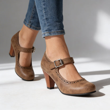 Women's Brogue Mary Jane Heels
