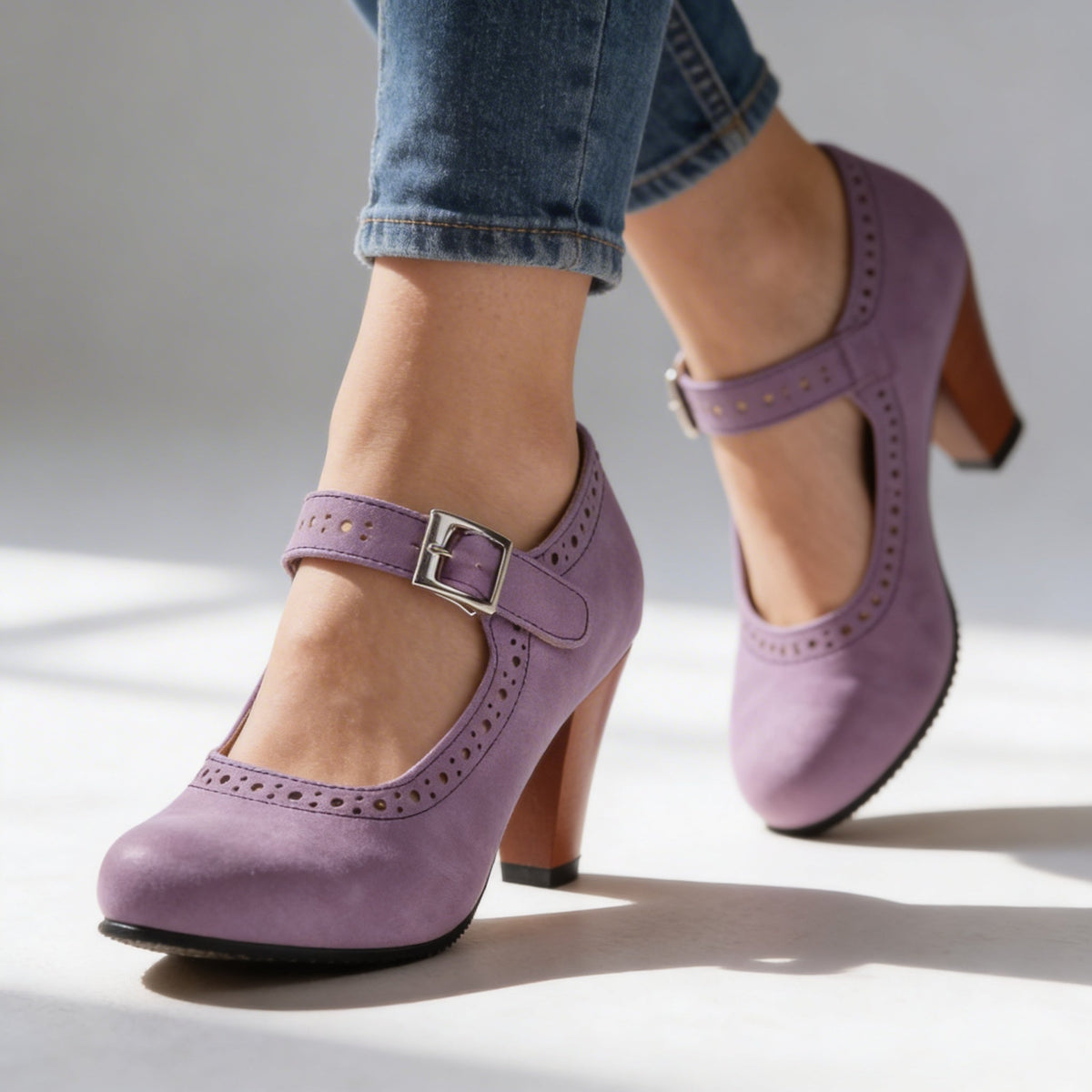 Women's Brogue Mary Jane Heels