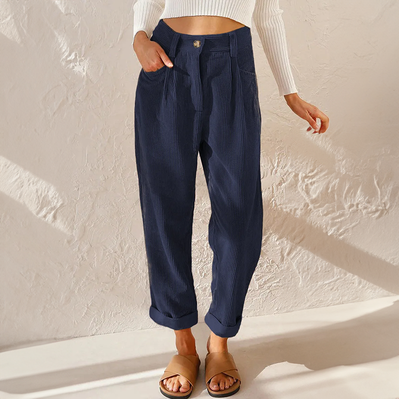 Women's High Waisted Corduroy Trousers