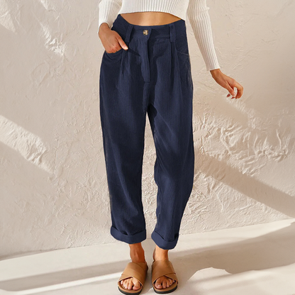 Women's High Waisted Corduroy Trousers