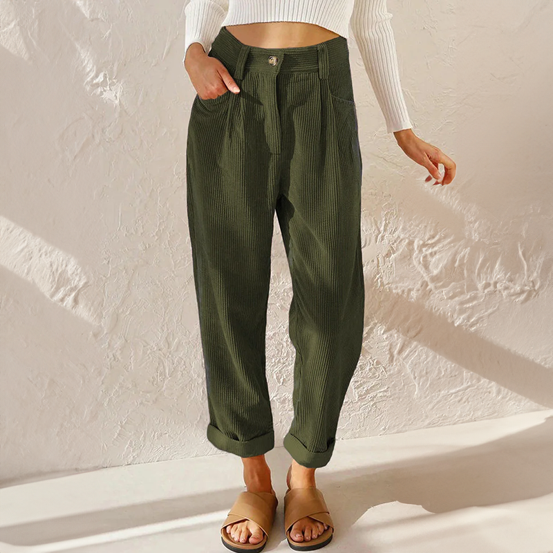 Women's High Waisted Corduroy Trousers