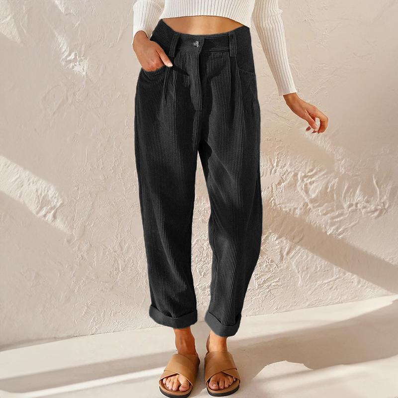 Women's High Waisted Corduroy Trousers
