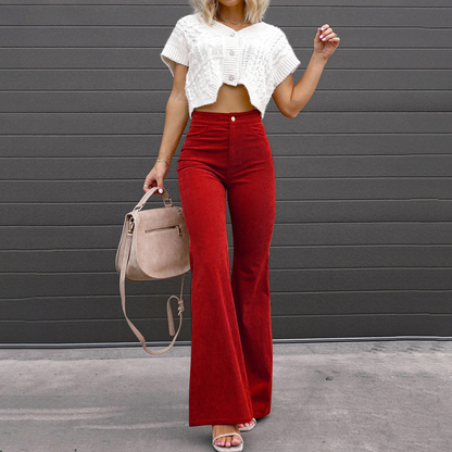 Women's High Waisted Corduroy Flares
