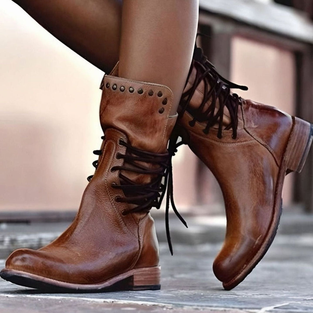 Women's Studded Leather Ankle Boots